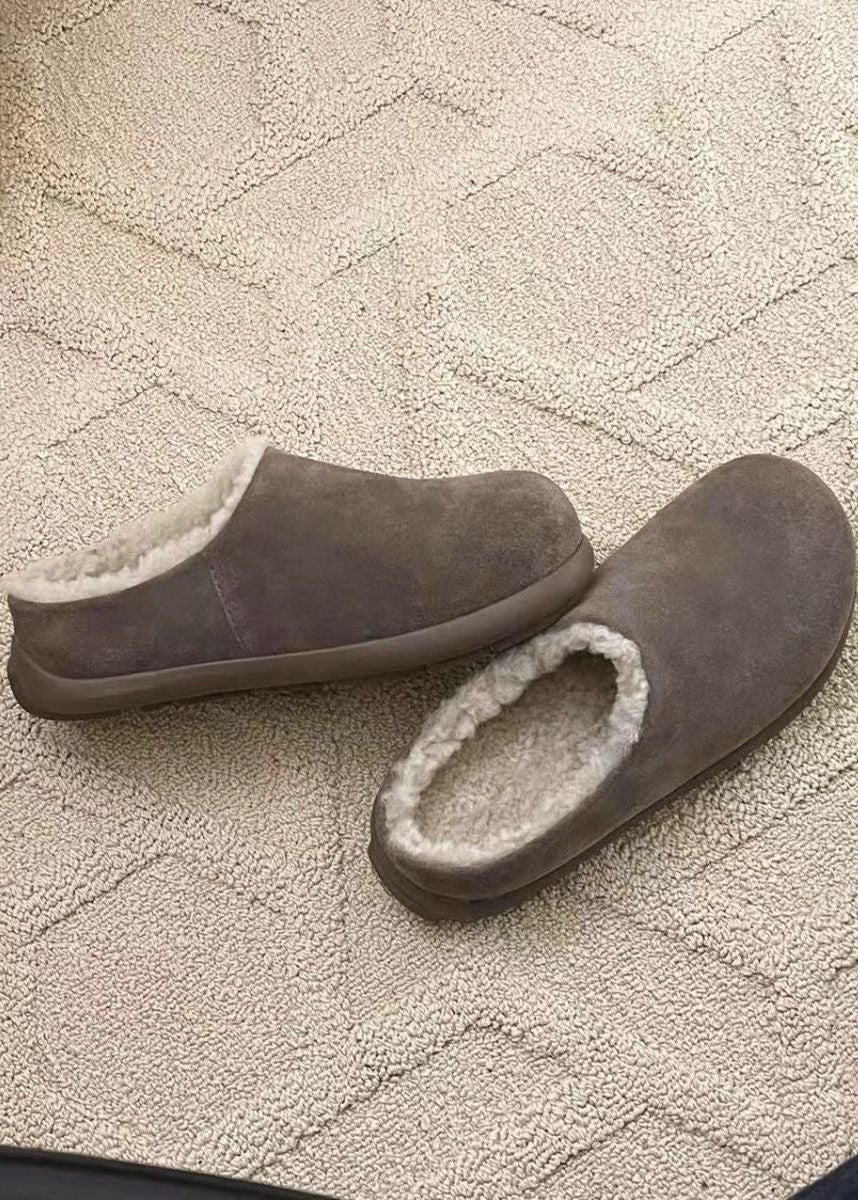 Suede-Look Sherpa-Lined Clog Slippers