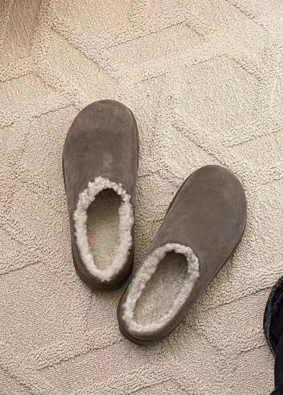 Suede-Look Sherpa-Lined Clog Slippers