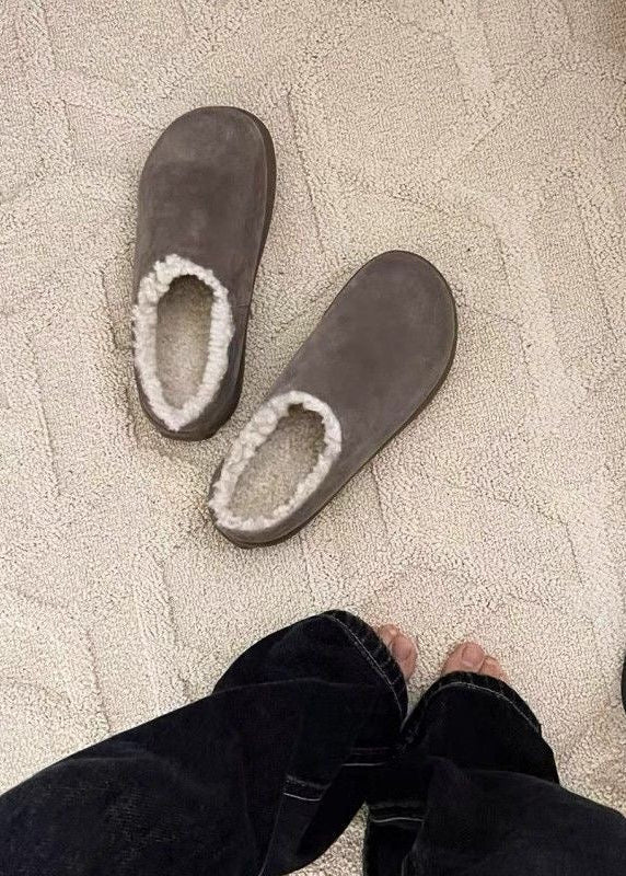 Suede-Look Sherpa-Lined Clog Slippers