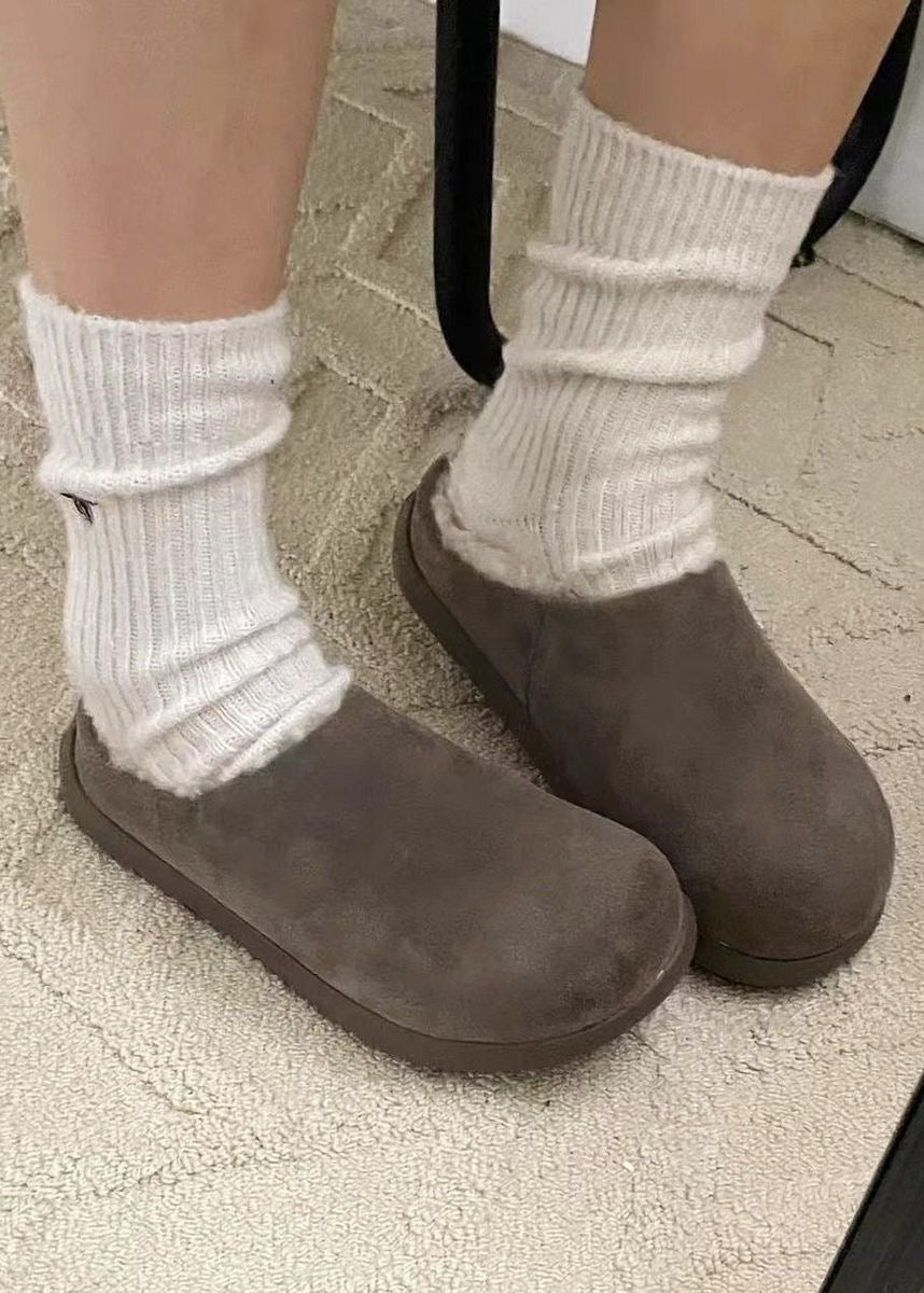 Suede-Look Sherpa-Lined Clog Slippers