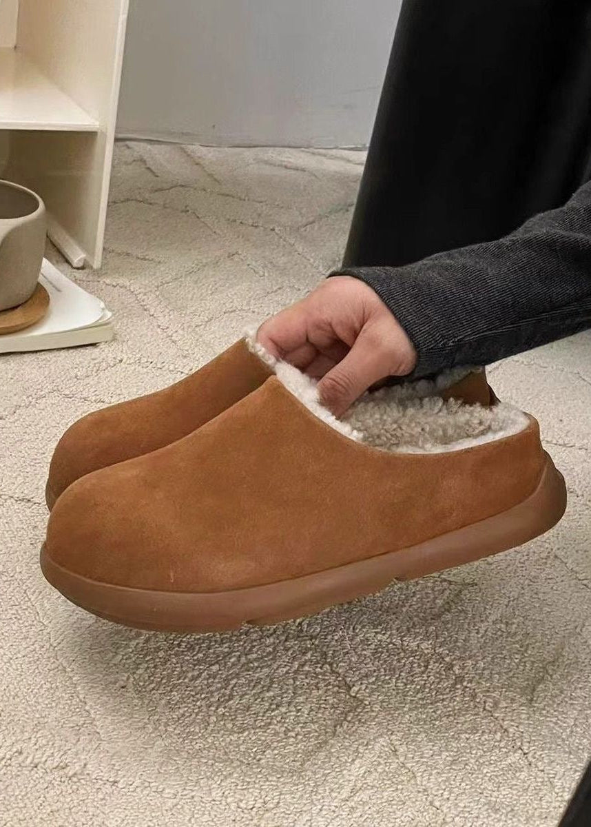 Suede-Look Sherpa-Lined Clog Slippers