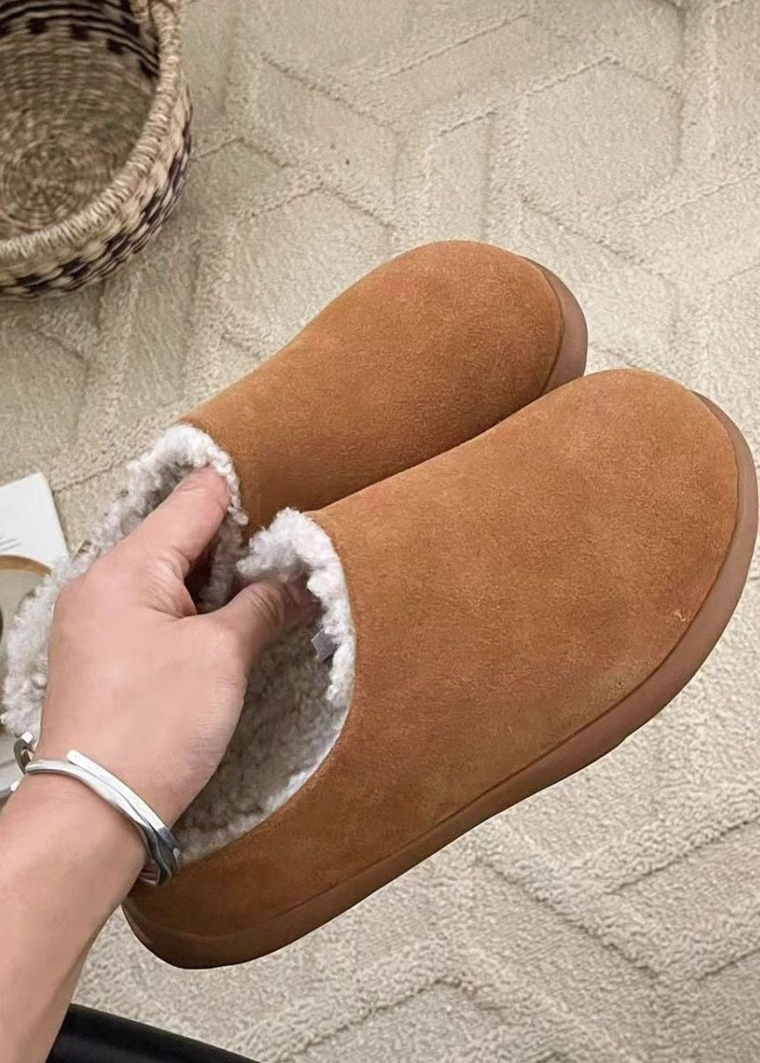 Suede-Look Sherpa-Lined Clog Slippers