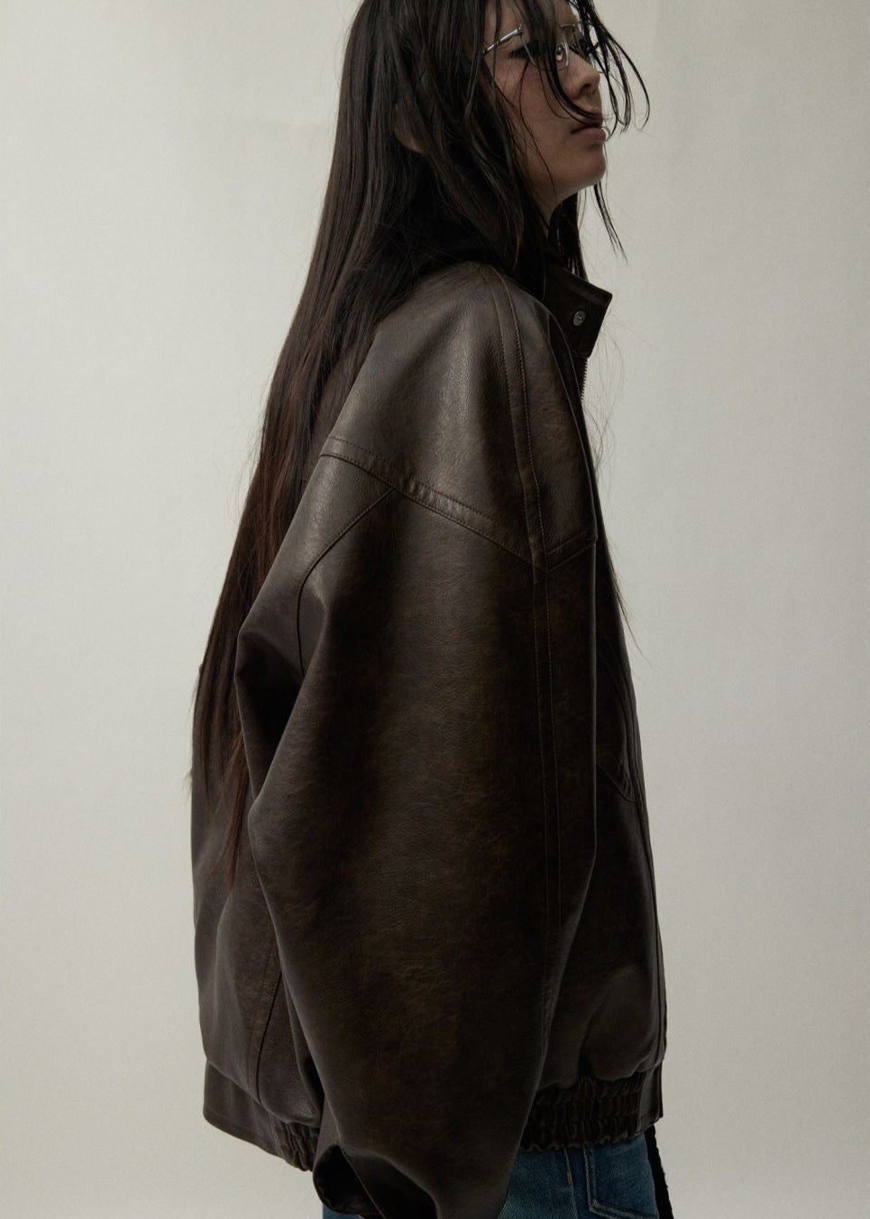 Arden Oversized Brown Faux Leather Jacket – Unisex Fit