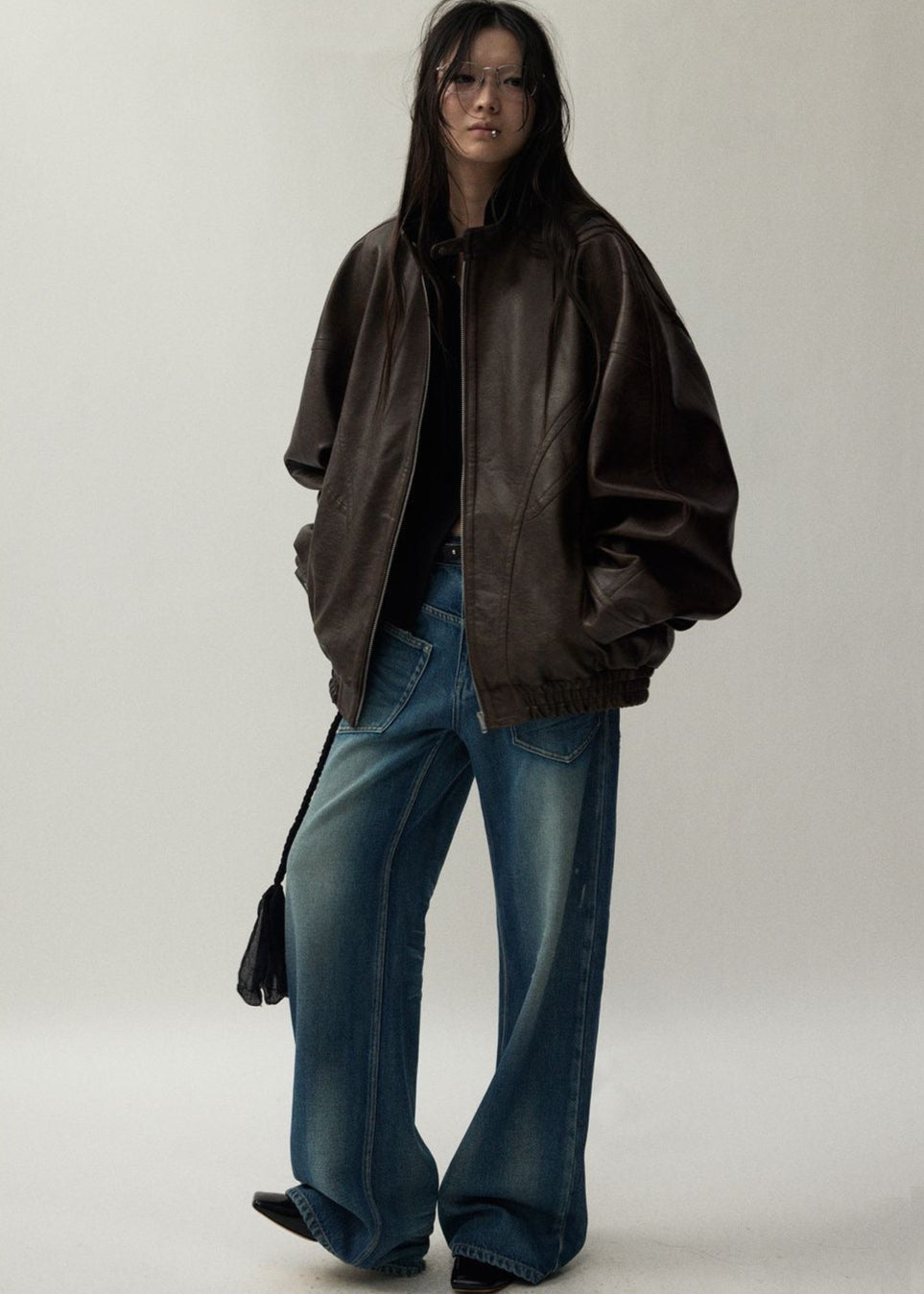 Arden Oversized Brown Faux Leather Jacket – Unisex Fit