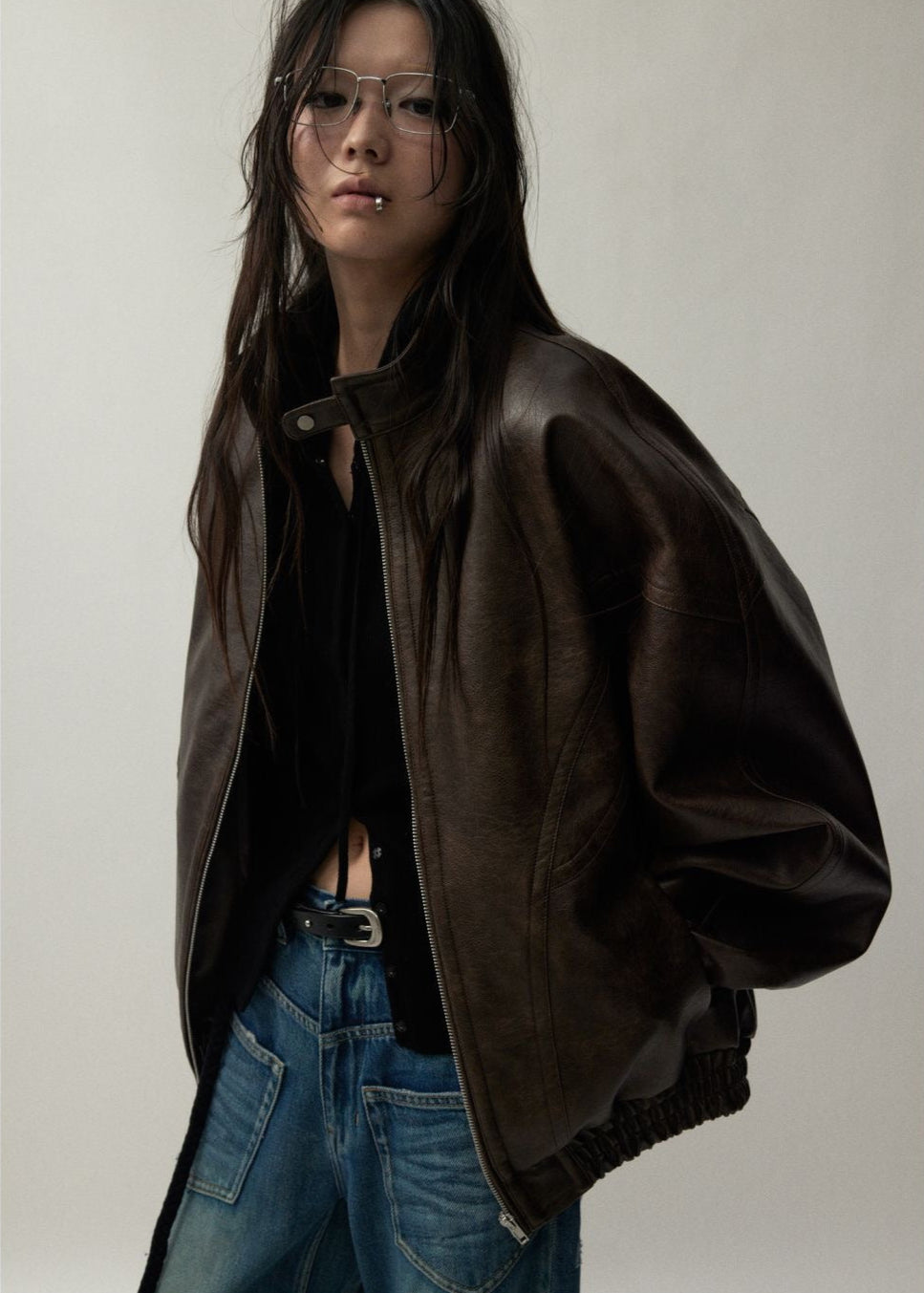 Arden Oversized Brown Faux Leather Jacket – Unisex Fit