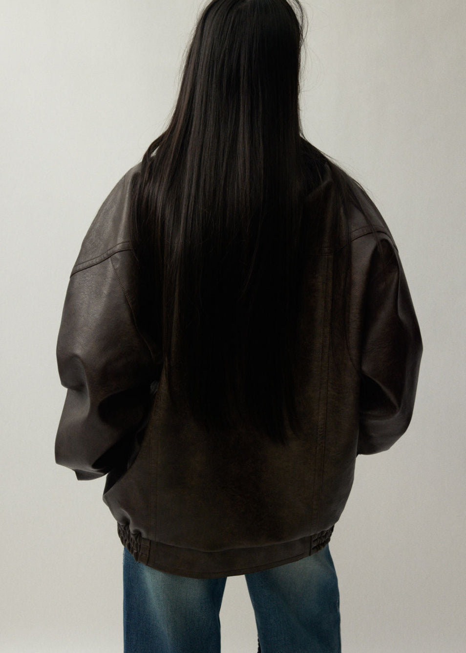 Arden Oversized Brown Faux Leather Jacket – Unisex Fit