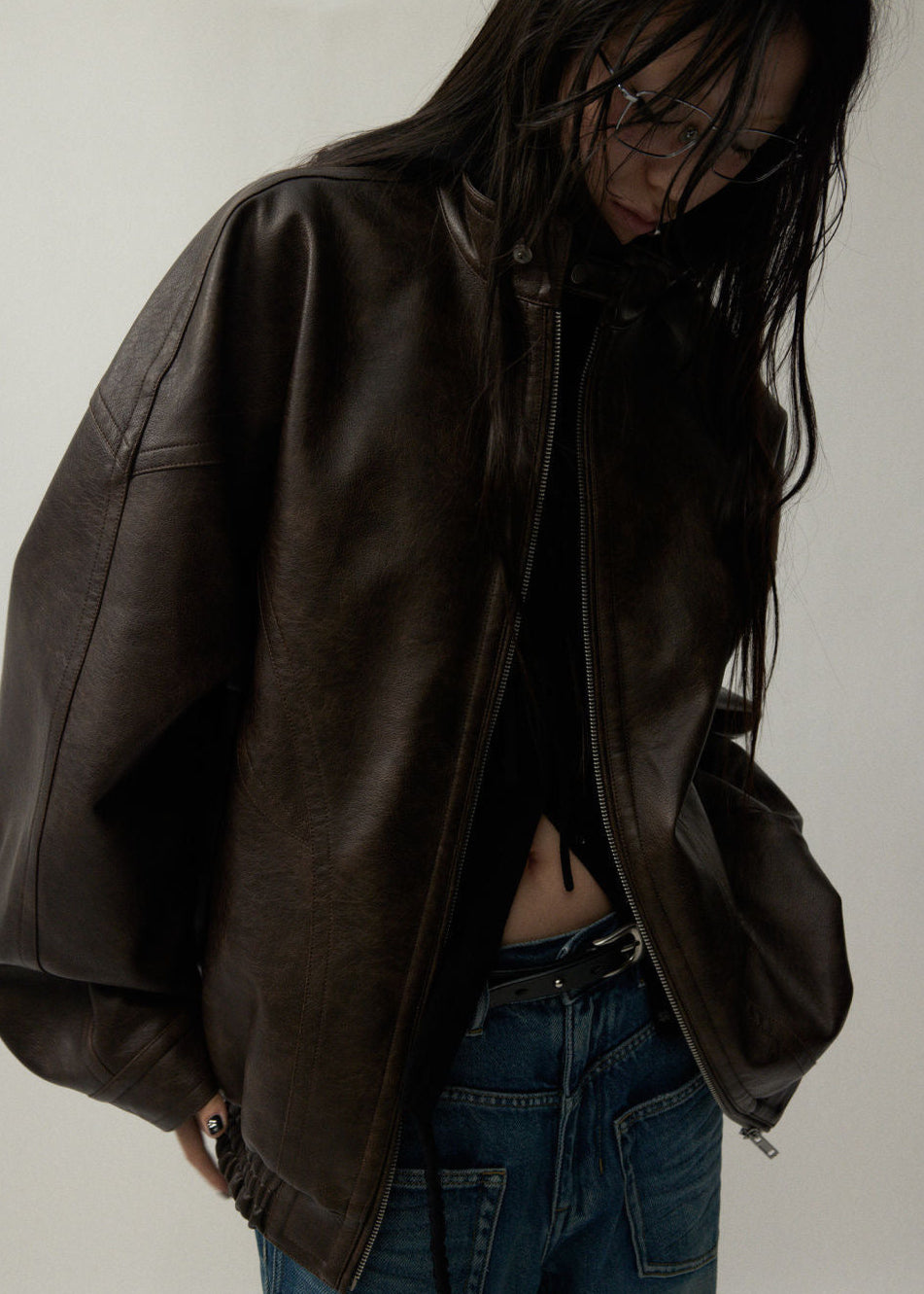 Arden Oversized Brown Faux Leather Jacket – Unisex Fit