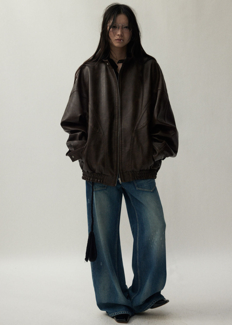 Arden Oversized Brown Faux Leather Jacket – Unisex Fit