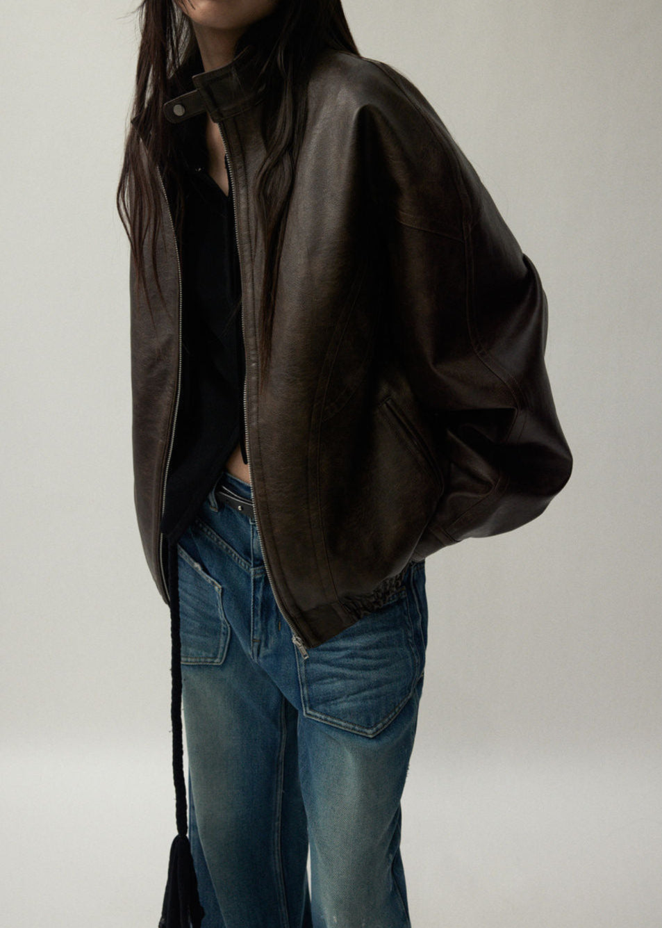 Arden Oversized Brown Faux Leather Jacket – Unisex Fit