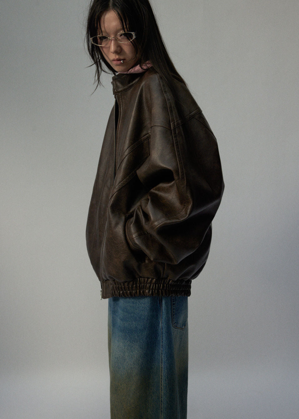 Arden Oversized Brown Faux Leather Jacket – Unisex Fit