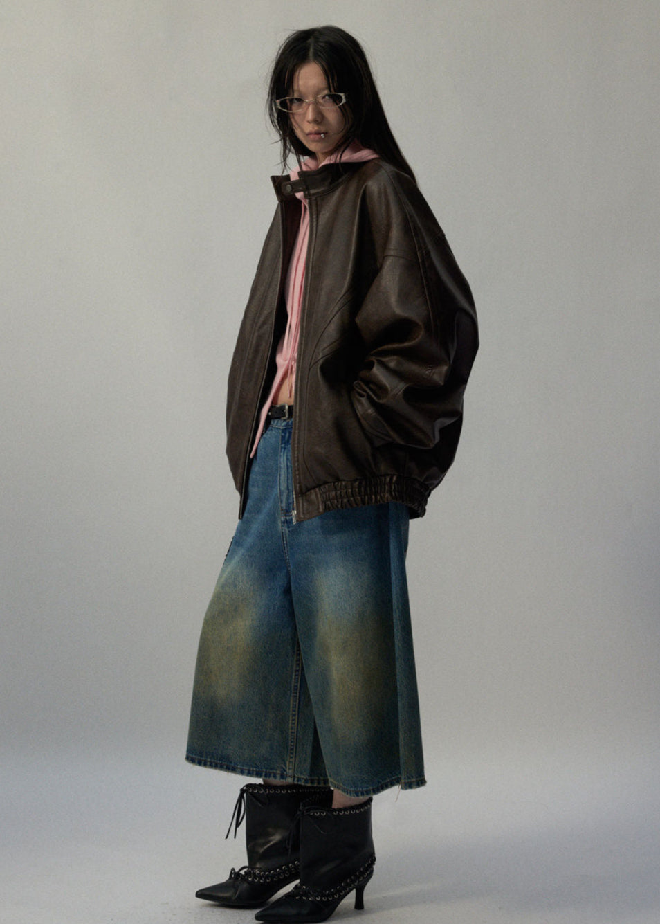 Arden Oversized Brown Faux Leather Jacket – Unisex Fit