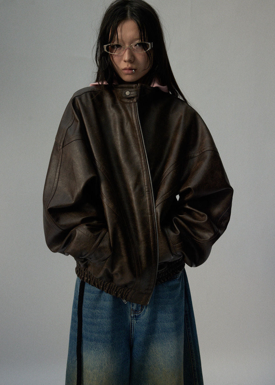 Arden Oversized Brown Faux Leather Jacket – Unisex Fit