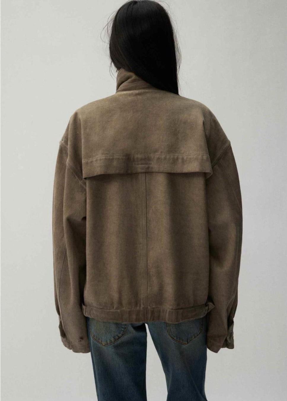 Urban Edge – Unisex Oversized Canvas Jacket with High Collar