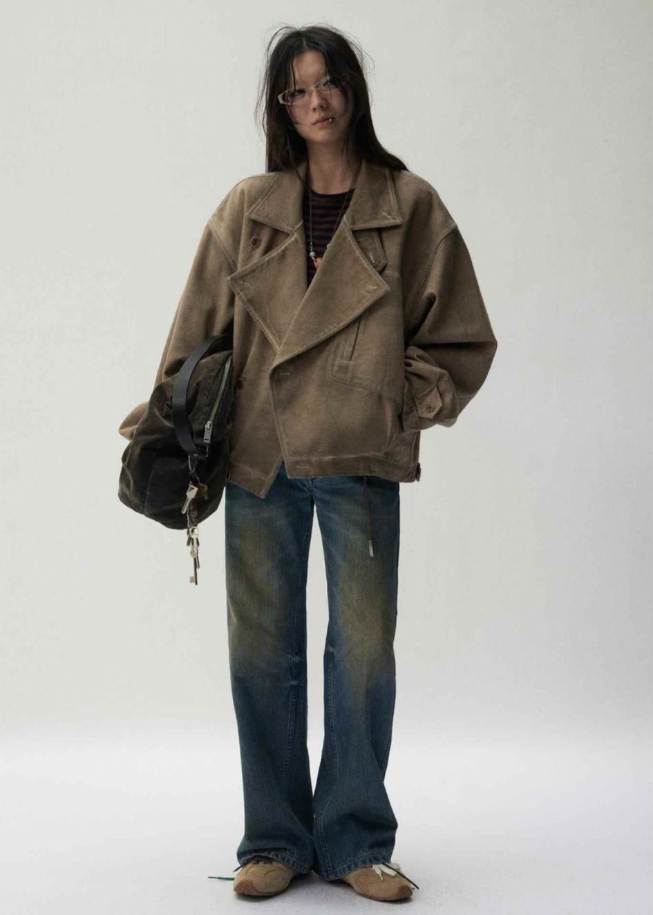 Urban Edge – Unisex Oversized Canvas Jacket with High Collar