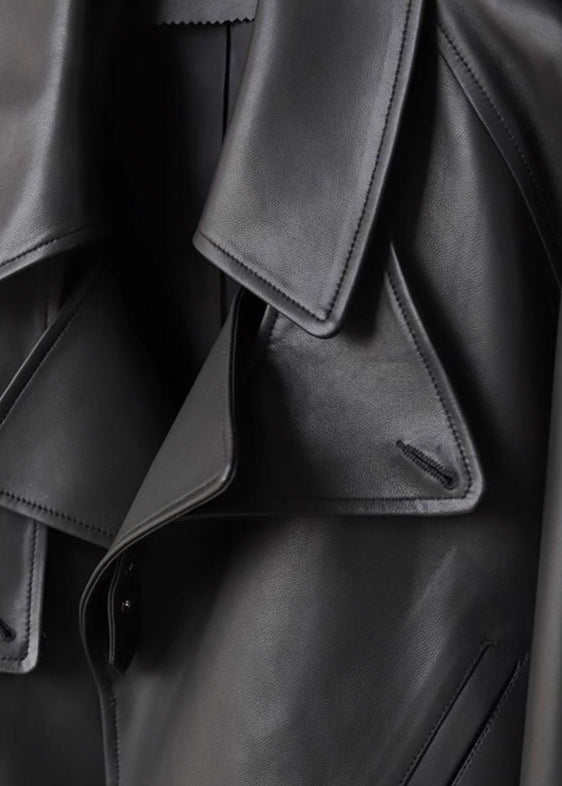 Cropped Faux Leather Biker Jacket - Belted Moto Style