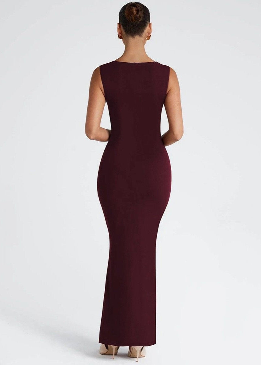 Aubrielle - Square Neck Sleeveless Bodycon Maxi Dress