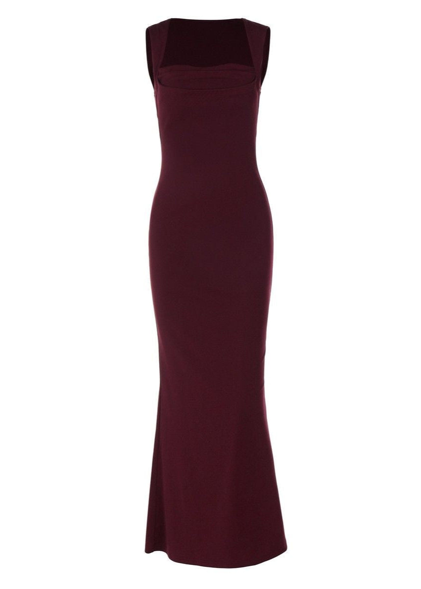 Aubrielle - Square Neck Sleeveless Bodycon Maxi Dress