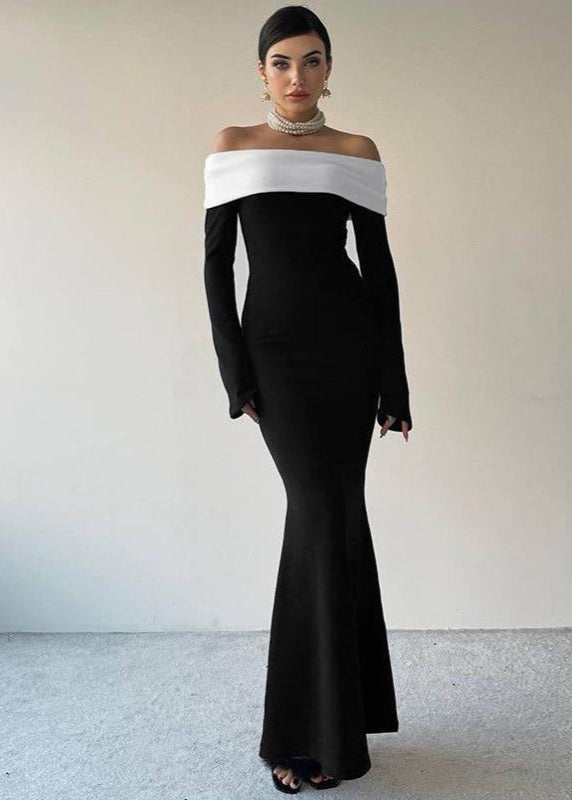 Seraphina - Off Shoulder Contrast Maxi Dress