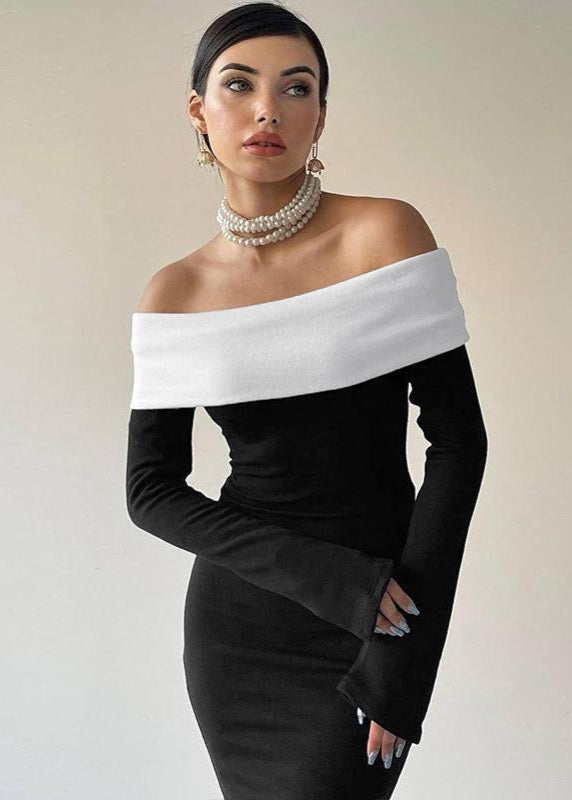 Seraphina - Off Shoulder Contrast Maxi Dress