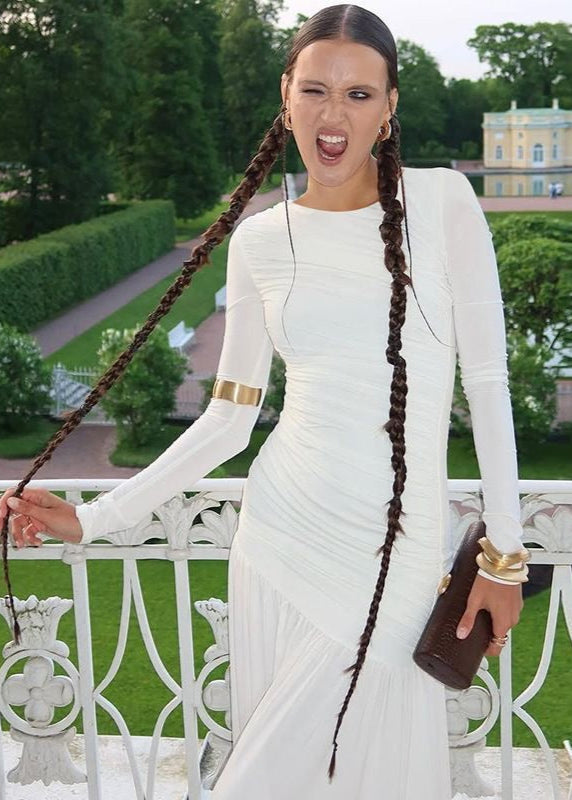 Elara - Long Sleeve Ruched Maxi Dress