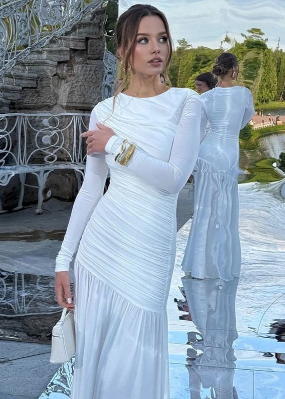 Elara - Long Sleeve Ruched Maxi Dress