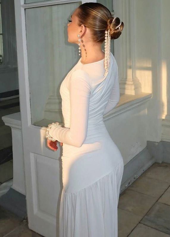 Elara - Long Sleeve Ruched Maxi Dress