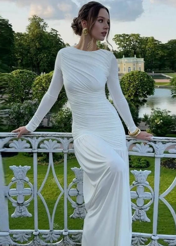 Elara - Long Sleeve Ruched Maxi Dress