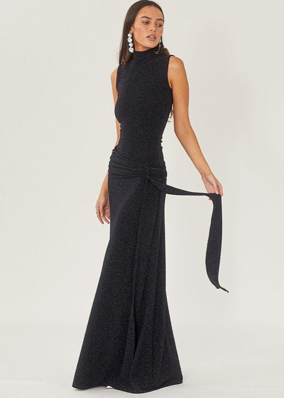 Lunara - Sleeveless High Neck Glitter Maxi Dress
