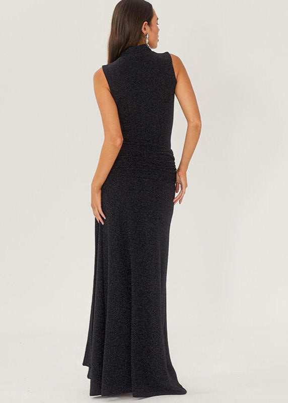 Lunara - Sleeveless High Neck Glitter Maxi Dress