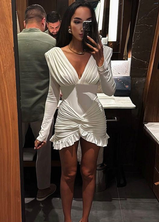Aurora - Ruched Long Sleeve Mini Dress
