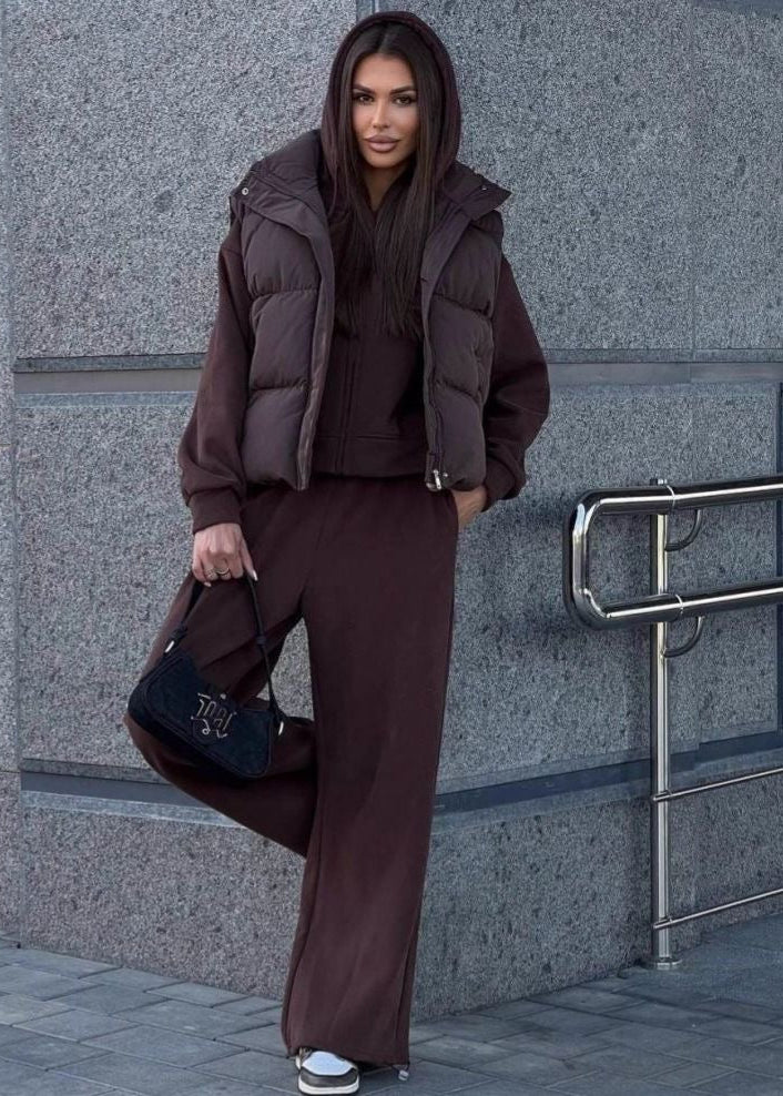 Stand Collar Puffer Vest with Quilted Design and Zip Front