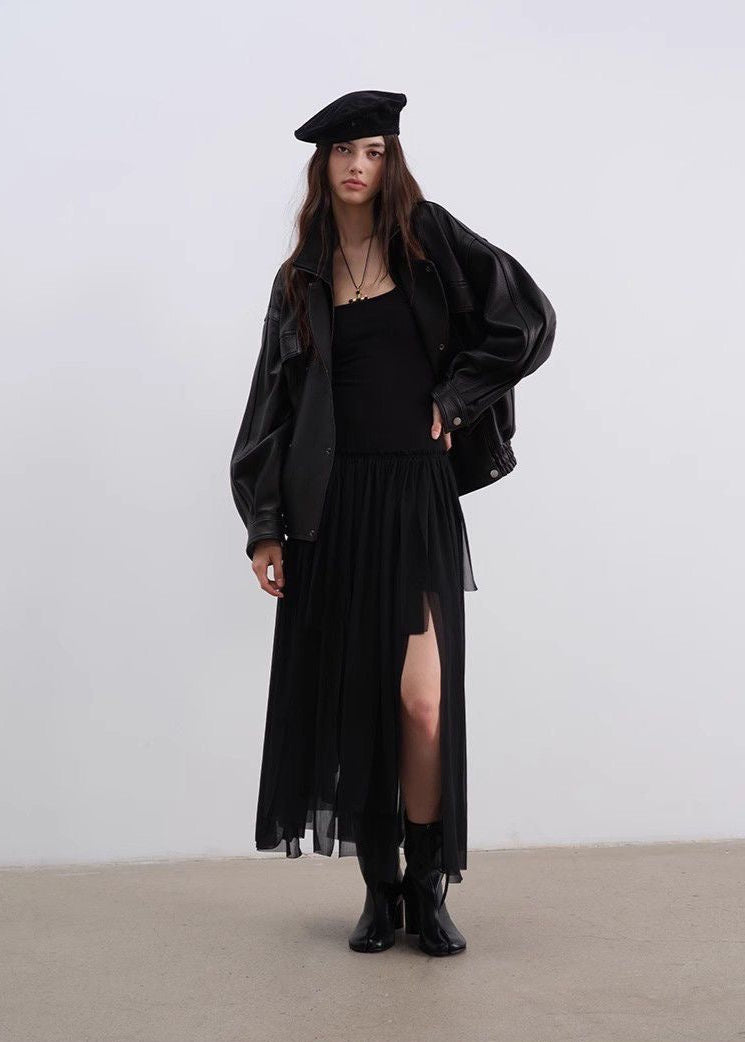 Aurora - Oversized Genuine Lambskin Leather Jacket