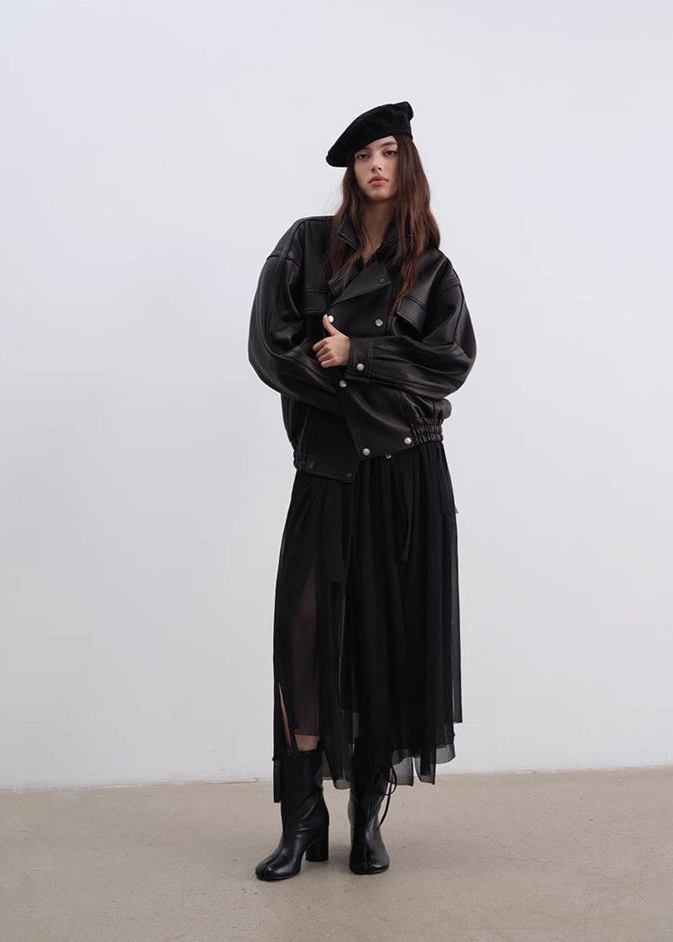 Aurora - Oversized Genuine Lambskin Leather Jacket