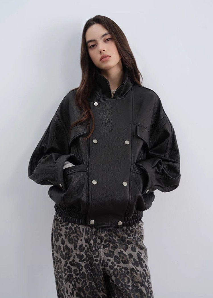 Aurora - Oversized Genuine Lambskin Leather Jacket