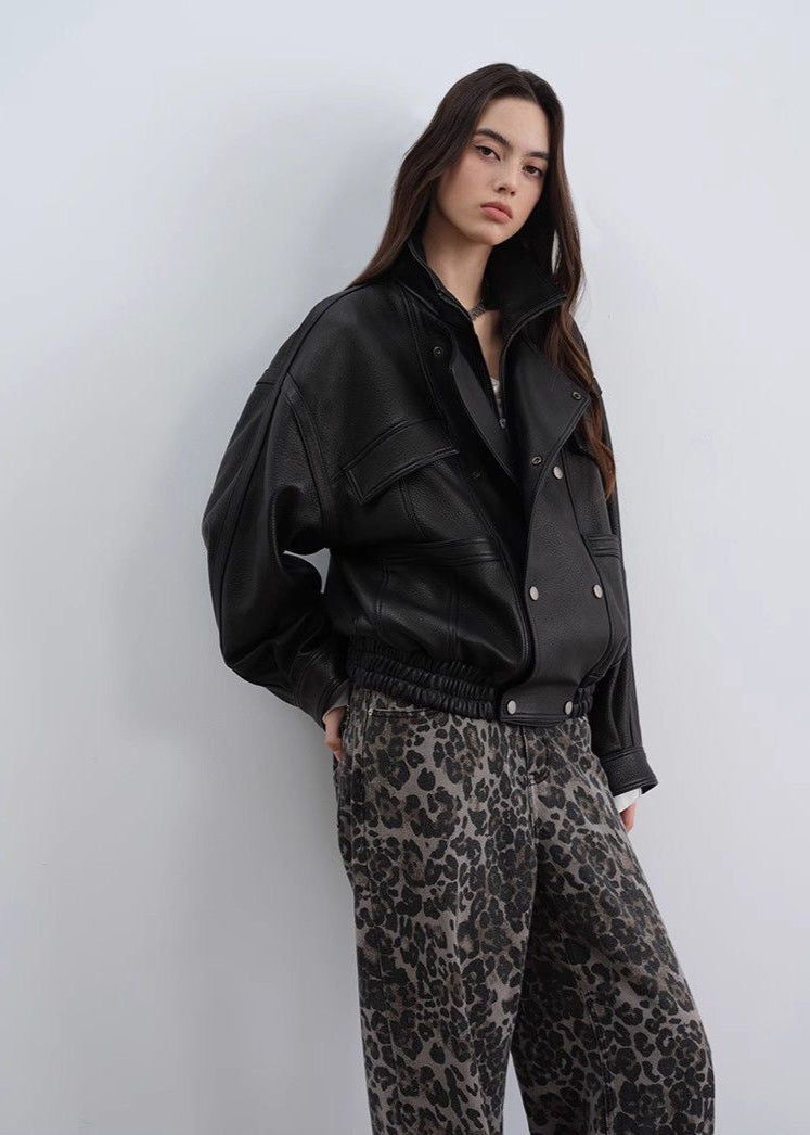 Aurora - Oversized Genuine Lambskin Leather Jacket