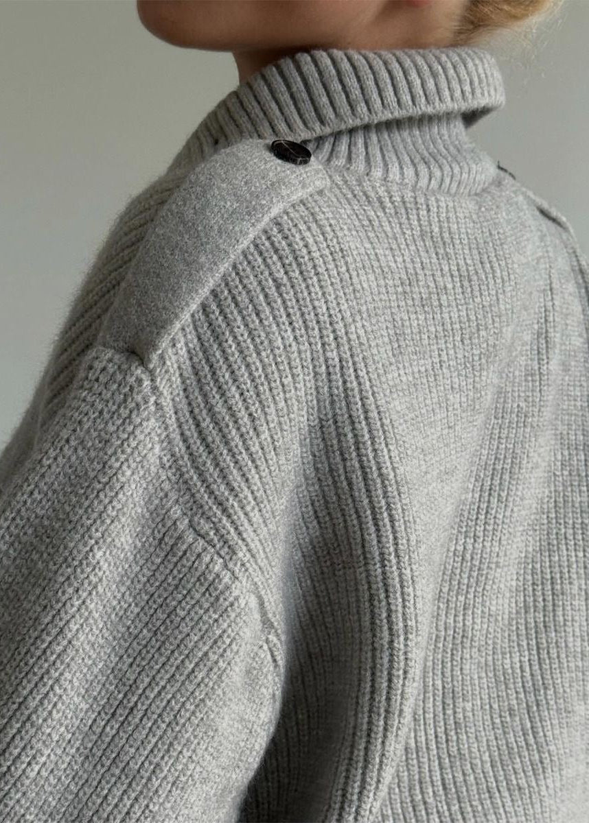 Ribbed Knit Stand Collar Cardigan with Button Front