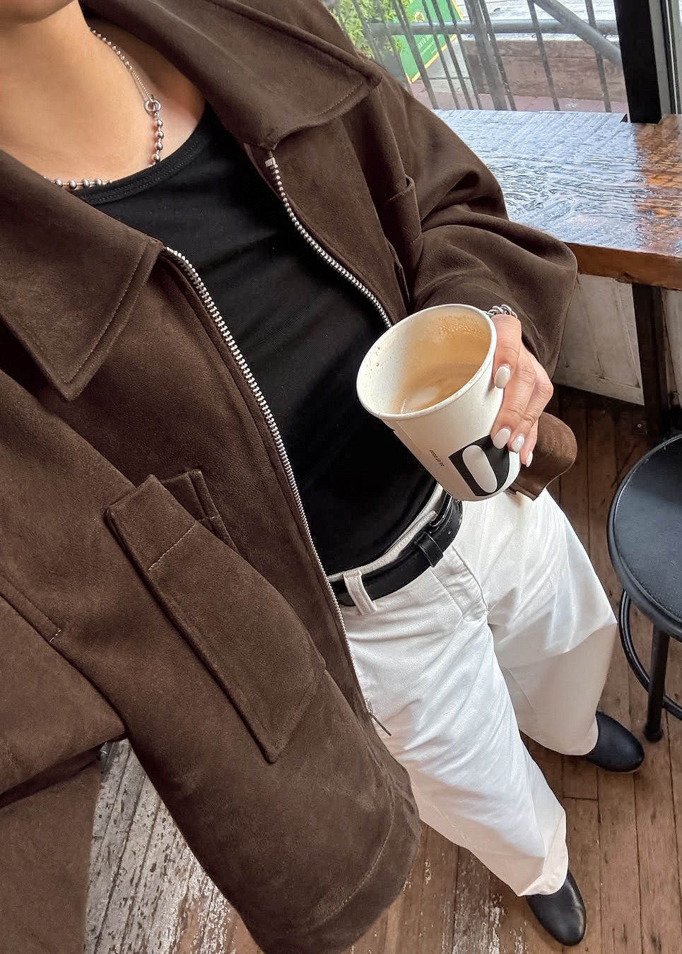 Cropped Brown Jacket – Zip Front Faux Suede Outerwear