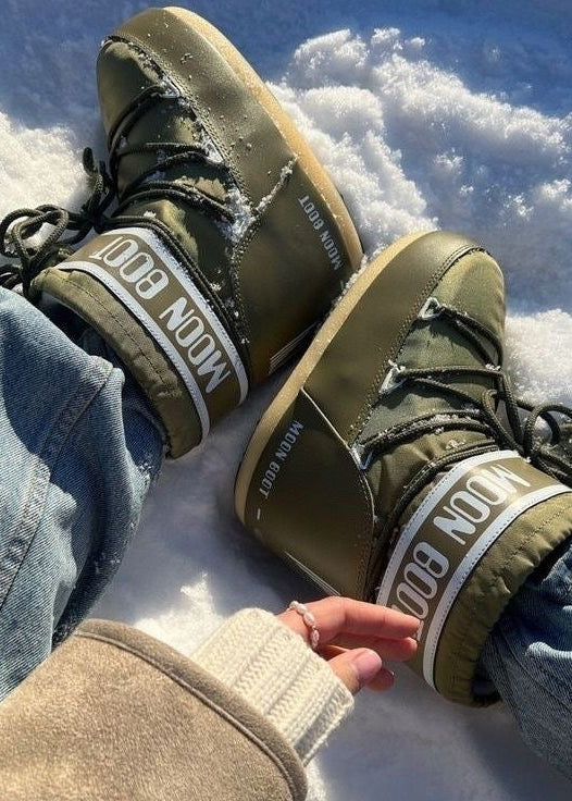 Lace-Up Platform Snow Boots with Padded Ankle Cuff