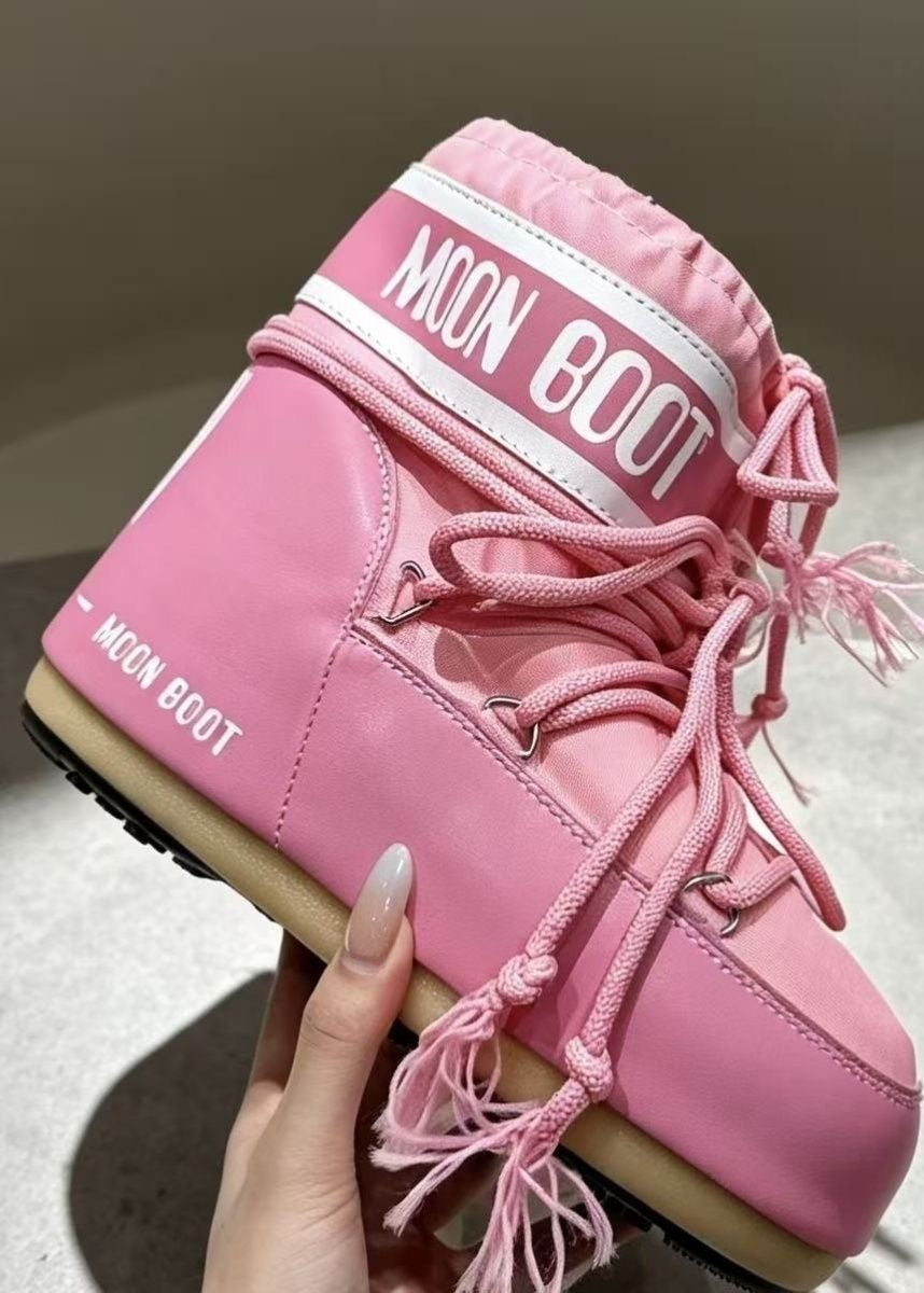 Lace-Up Platform Snow Boots with Padded Ankle Cuff