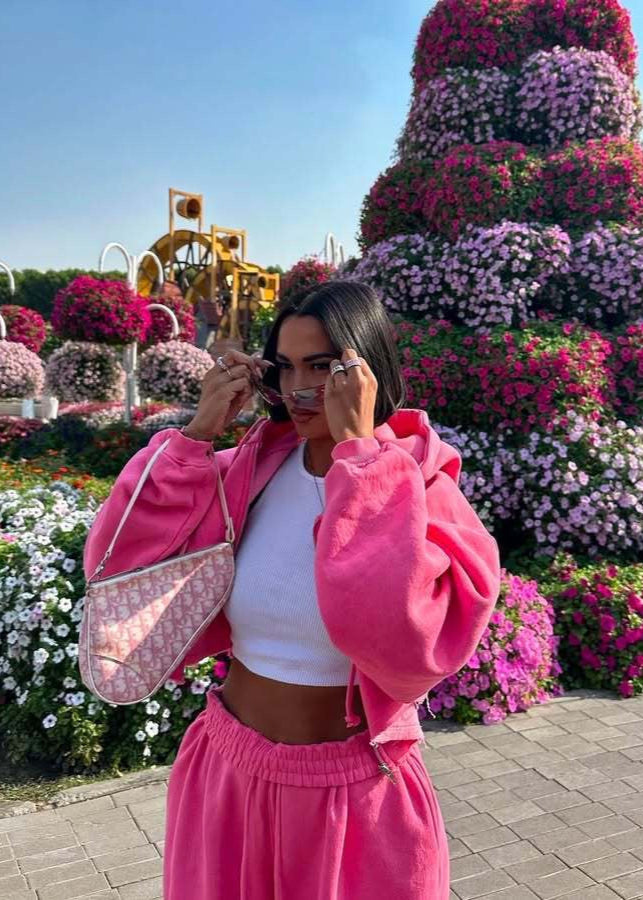 Zariah - Cropped Zip Hoodie and Wide Leg Pants Set