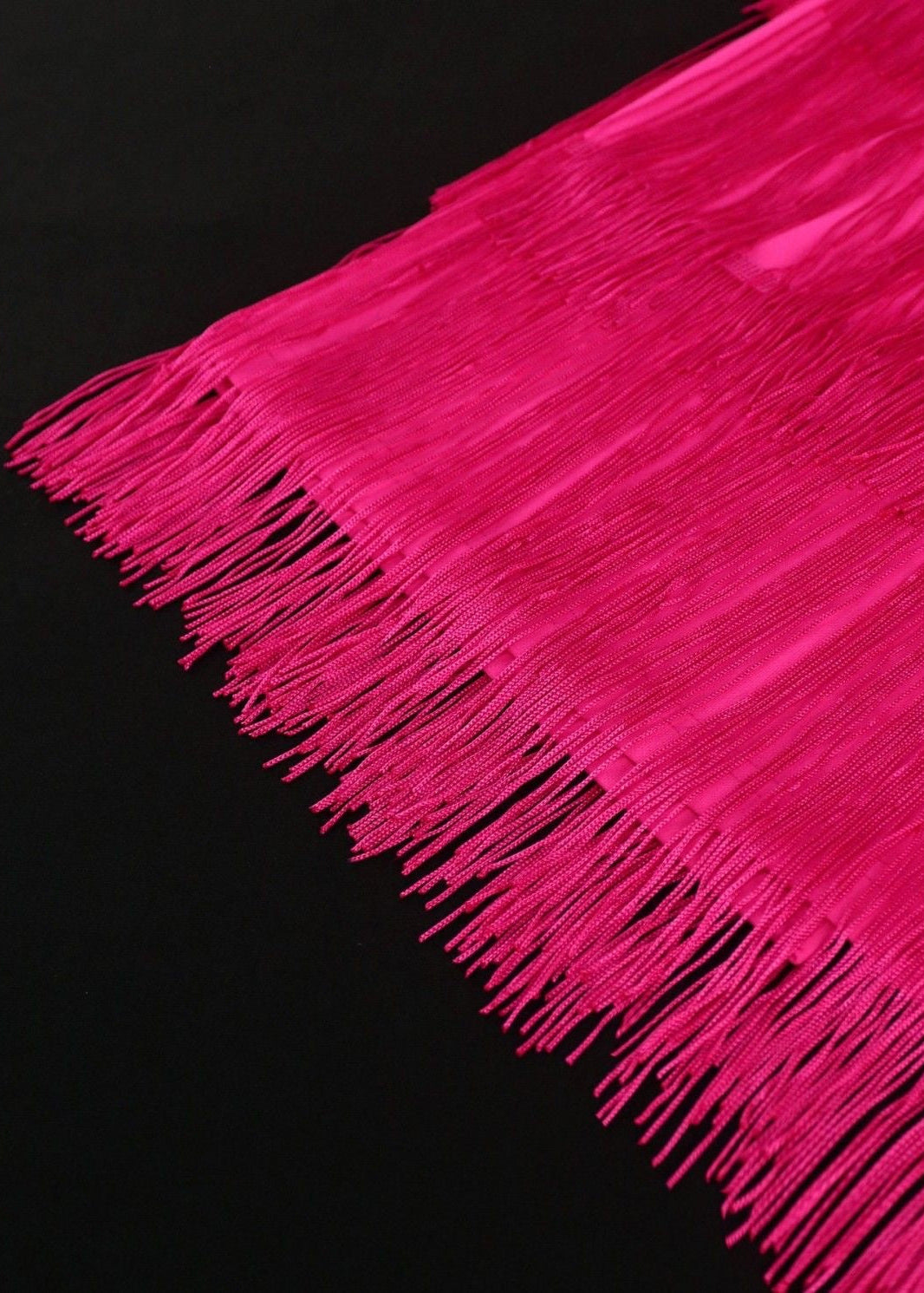 One Shoulder Bow Midi Dress with Tiered Fringe Skirt