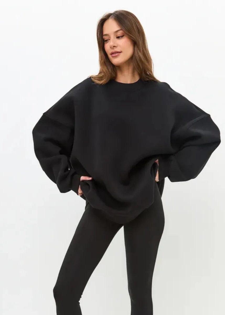 Oversized Pink Cotton Sweatshirt – Relaxed Fit, Long Sleeve Pullover