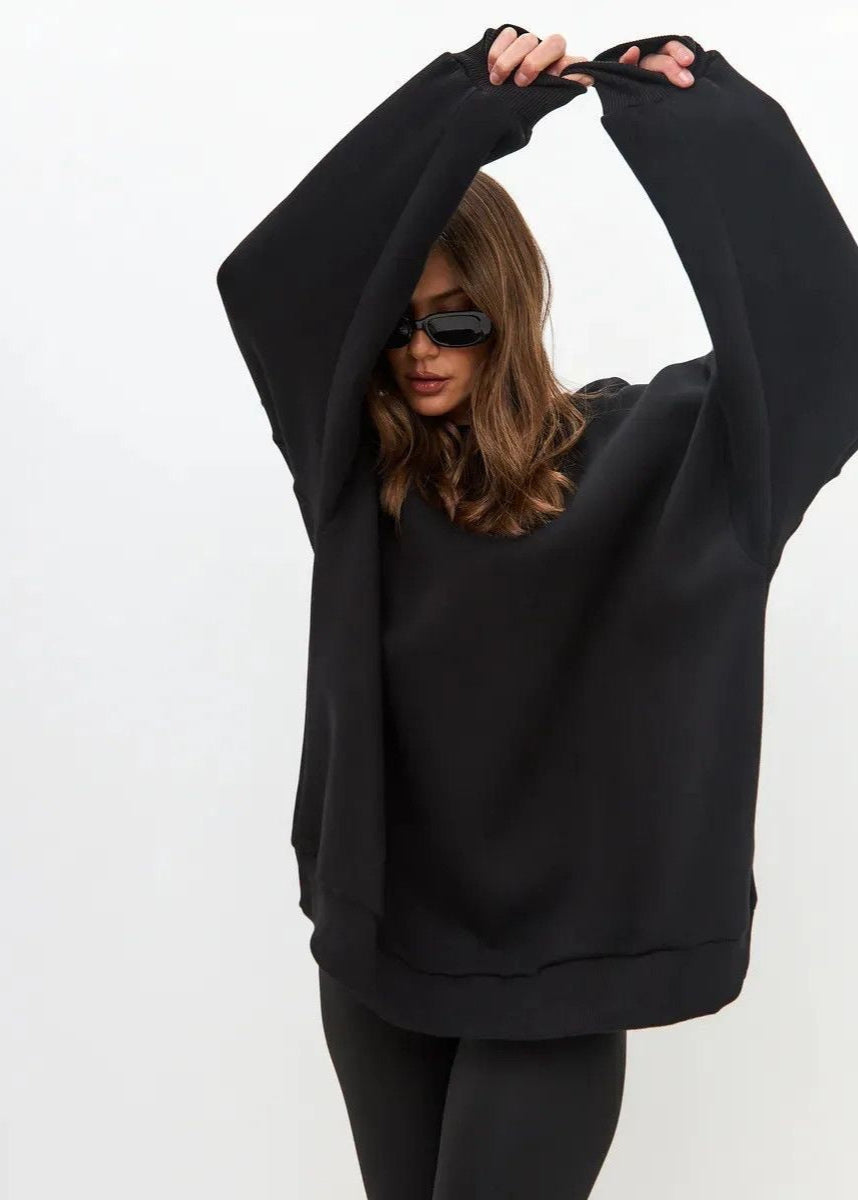 Oversized Pink Cotton Sweatshirt – Relaxed Fit, Long Sleeve Pullover