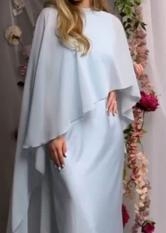 Chiffon Cape Overlay Maxi Dress – Elegant Two-Piece Set