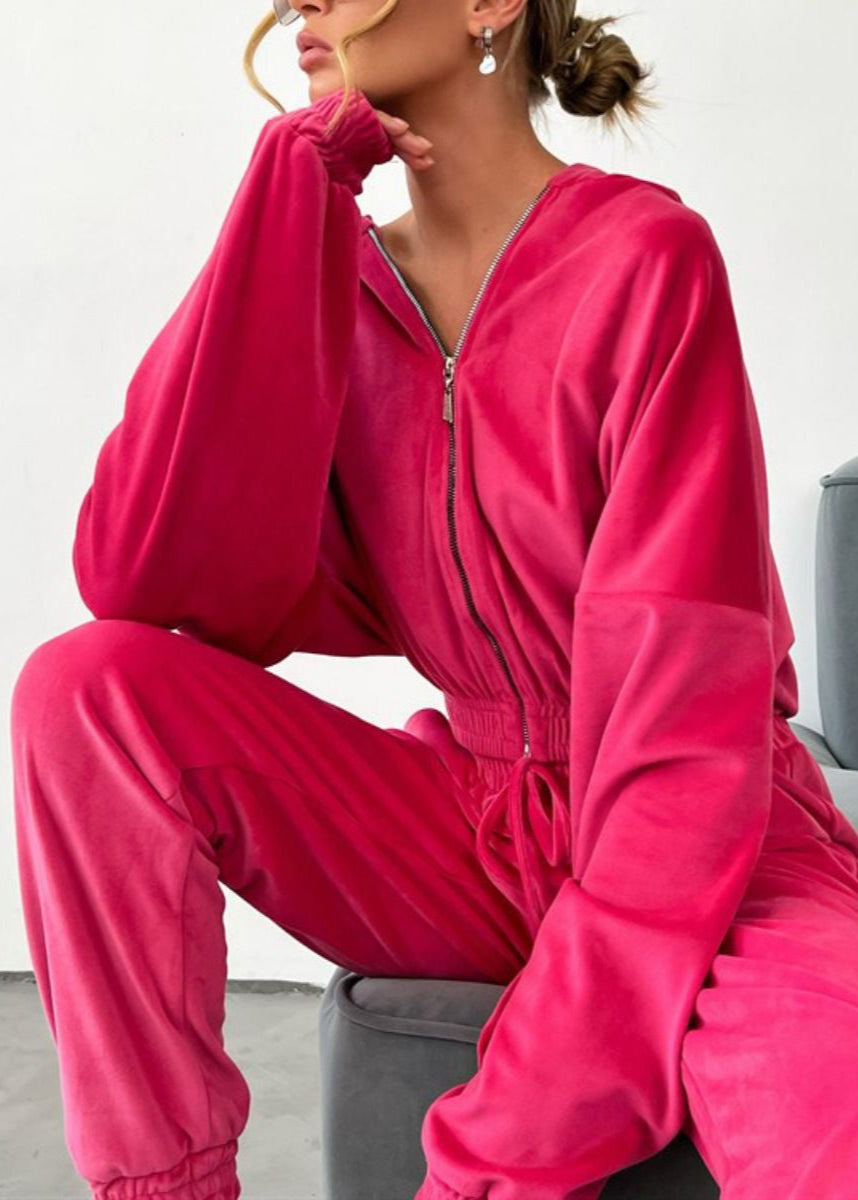 Mint Velour Zip Hoodie and Jogger Set – Relaxed Two-Piece Women’s Outfit