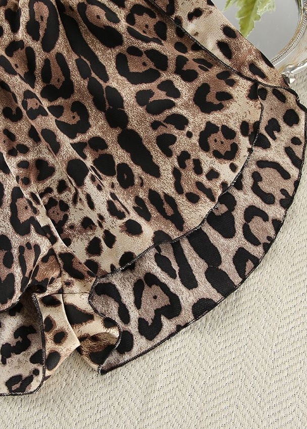 Wild Allure Leopard Print Three-Piece Set – Bra Top, Shorts & Kimono