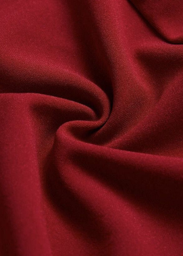 Burgundy Square Neck Mini Dress with Puff Sleeves and A-Line Skirt