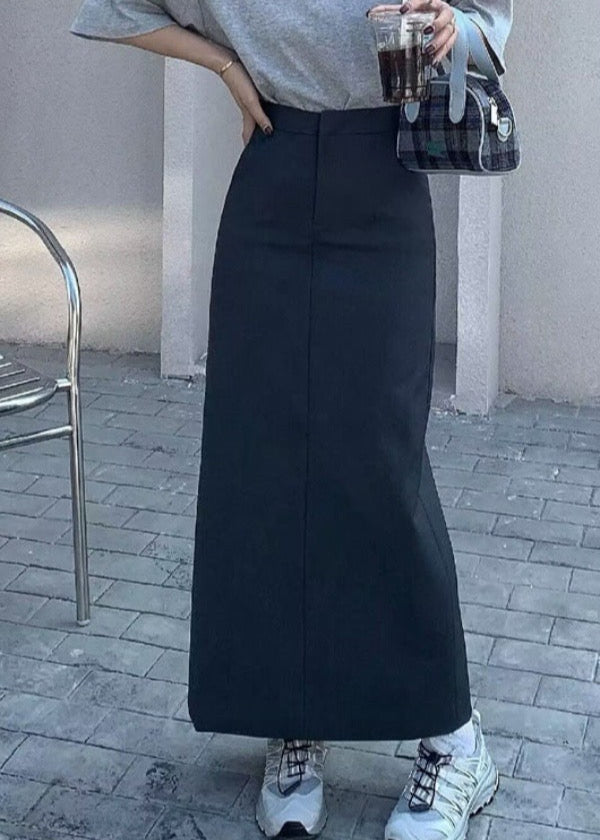 Falda Maxi Clara de Cintura Alta – Silueta Recta Gris Carbón