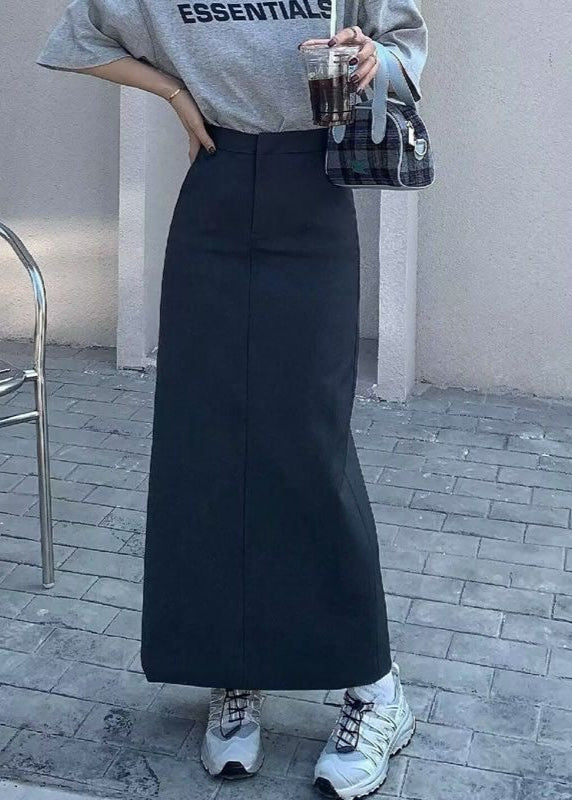 Falda Maxi Clara de Cintura Alta – Silueta Recta Gris Carbón