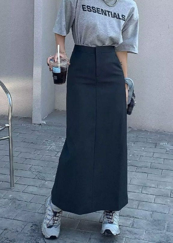 Falda Maxi Clara de Cintura Alta – Silueta Recta Gris Carbón